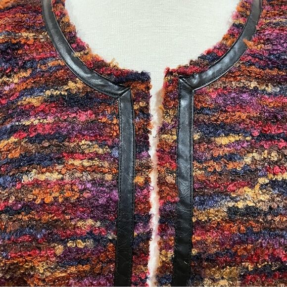 Notations Multicolor Boucle Tweed Faux Leather Trim Blazer Jacket Size Large - Picture 4 of 11